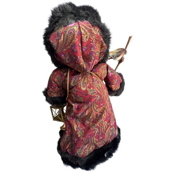 Betty Boedt Folk Art Santa Claus Doll Black Fur Red Coat Handmade 1993 15" - Picture 8 of 8